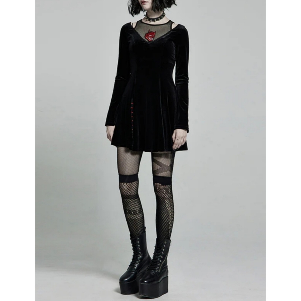 Punk Rave Satin Devil Mini Dress - Picture 8 of 13